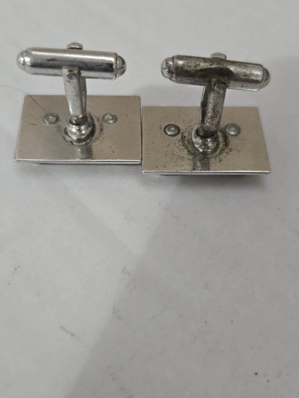 Vintage Gold Lion Crest Cufflinks with Red Eyes - Rectangular Silver Back